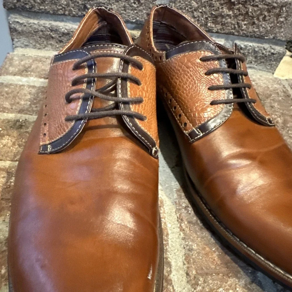 Ferro Aldo Men's Round Toe Lace Up Two Tone Oxfords Dress Shoes Size 11